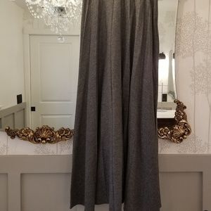 Vintage Maxi Gray Wool Pleated Skirt